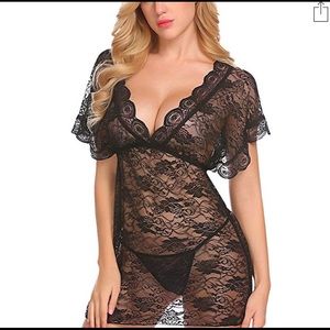 Lingerie Lace Smock Chemise Sheer Babydoll Teddy